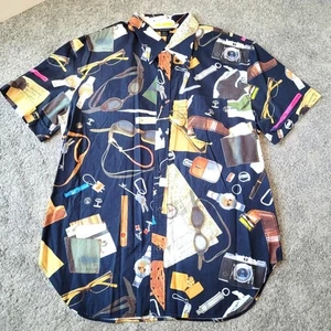 Camisa de vacaciones Paul Smith PS azul marino manga corta mapa de viaje camisa de vacaciones XXL NUEVA SIN ETIQUETAS - Imagen 1 de 6
