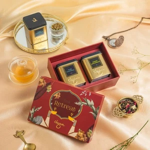 Tea Retreat Gift Box Loose Leaf Teas in Tins Chamomile Green + Ginger Lemongrass - Picture 1 of 16