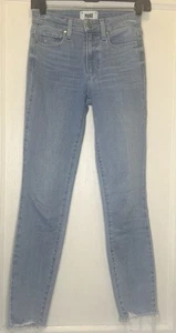 Paige Size 23 Blue Light-Wash 5-Pocket Belt-Loops Raw Hem Hoxton Ankle Jeans - Picture 1 of 12