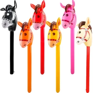 6 pack 40 Inch Inflatable Horse Stick Cute Horsehead Stick Balloon Colorful I... - Picture 1 of 7