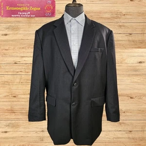 Ermenegildo Zegna Trofeo Suit Jacket Mens 56R Chevron Charcoal Classic - Picture 1 of 6