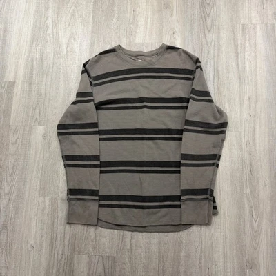 Camisa térmica a rayas vintage Gap para hombre extra grande gris negra tejida gofre y2k  Foto 1 de 4