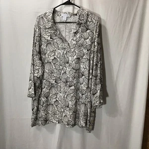 Nuevo con etiquetas Camiseta Pullover Colección Martha Stewart Mezcla de Lino Estampado Cuello en V 3X - Imagen 1 de 8