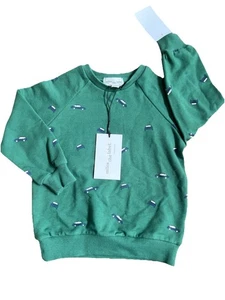 Miles The Label Boy’s Lightweight Sweatshirt Shirt Size 18 Mo Hunter Green Cars - Picture 1 of 6