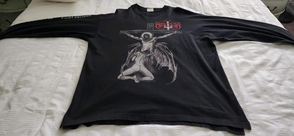 Metal Negro Vintage Manga Larga Marduk Christraping Negro Metal 1999 XL Foto 1 de 4