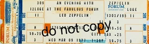 Led Zeppelin ticket for Los Angeles Forum, CA 3/9/77 - Picture 1 of 2