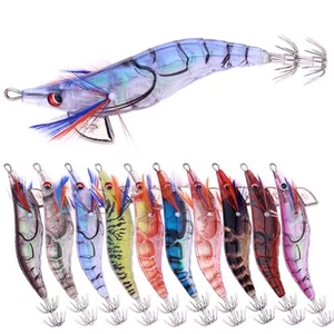 10 Stück Garnelen Oktopus Tintenfisch Angeln Köder Lure Meeresköder Squid Jig - Bild 1 von 18
