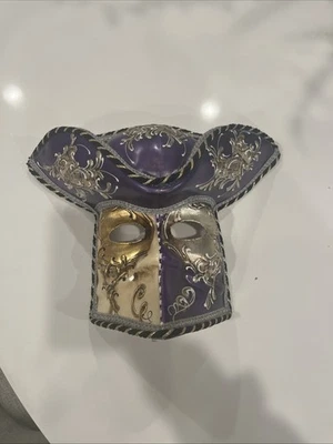 Máscara de Mascarada Casanova Noche y Día Púrpura - Hecha en Italia - Máscara Veneciana Foto 1 de 4