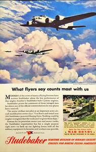 Motores Studebaker para B-17 Flying Fortress comprar bonos de guerra Segunda Guerra Mundial 1945 anuncio impreso - Imagen 1 de 8