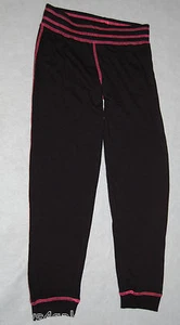 Girls BLACK SWEATPANTS Lt Weight PINK STITCH Ribbed Cuffs S 6-6X M 7-8 L 10-12 - Picture 1 of 1