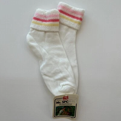 复古 Hanes Ms. 运动袜条纹 9-11 Orlon 丙烯酸低切 NOS 80s Terry — 第 1/4 张图片