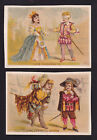 c.1890 acteur enfants jeu don cesar de bazan & les huguenots 2 cartes victoriennes