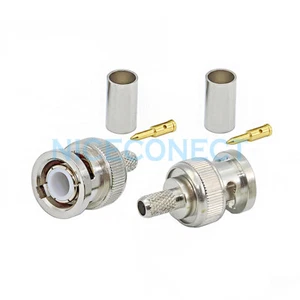 1x BNC Male Plug Straight Crimp RF Connector For RG58 LMR195 RG400 RG142 Cable - Picture 1 of 4