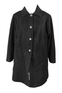 Anne Klein Plus Size Black Single-Breasted Walker Coat 20W - Picture 1 of 3