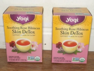 Yogi Two Packs Of 16 Each Soothing Rose Hibiscus Skin DeTox Tea - Picture 1 of 1