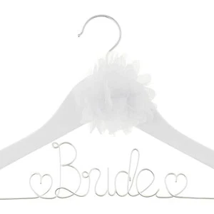 Bride to Be Wedding Dress Hanger White Wooden and Wire with Flower Hangers fo... - Picture 1 of 3