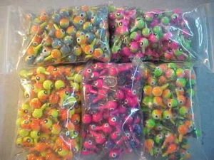 100 NEW LEAD HEAD JIG HEADS 3/8 OZ WALLEYE FISHING JIGS  ASSORTED COLORS SET#1 - Picture 1 of 10