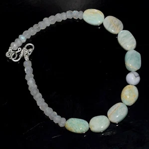 Aquamarin - Mondstein Edelstein 5-13 mm Rund-Mani Perlen 8" Strang Armband JGHF - Bild 1 von 10