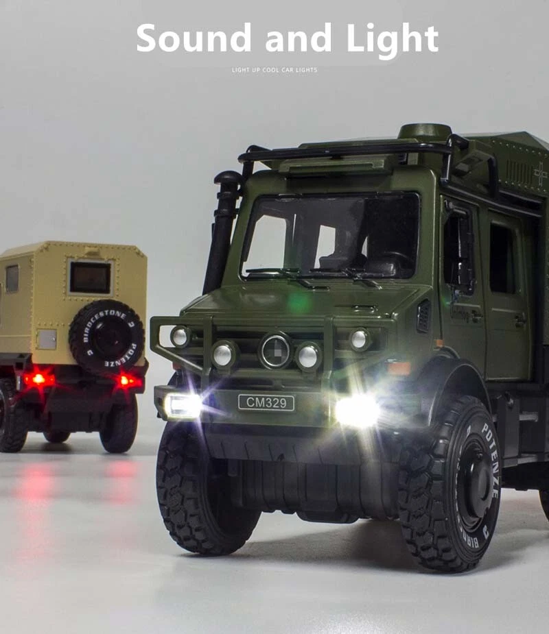 1/32 UNIMOG U4000 Motorhome Alloy Touring Car Model Diecast Metal Off-road Toy - Image 1 of 4