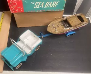 Tonka Jeep Trailer And Fleetline Sea Babe BO Speed Boat - Picture 1 of 11