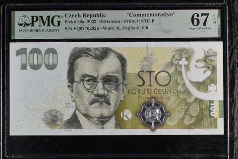 Czech Republic 100 Korun 2022 Comm. P 30 a Superb Gem UNC PMG 67 EPQ BIG Size Cover