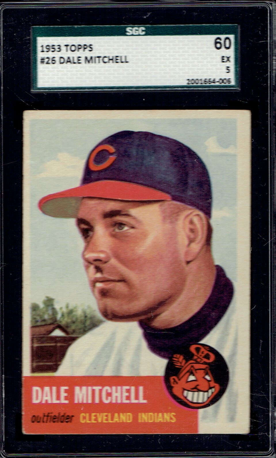 1953 Topps 26 Dale Mitchell.  SGC 5 EX w/ strong image.  (TX4006WXMR).