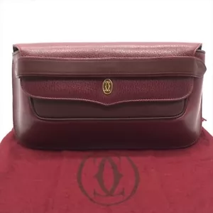 Cartier Mustline Leather Clutch Bag Bordeaux A4438 - Picture 1 of 10