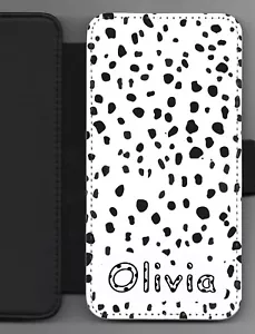 Dalmation Spots -Personalised- Printed iPhone Pixel Galaxy Gift Flip/Wallet Case - Picture 1 of 7