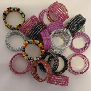 36 Beaded Jewelry Rings Birthday Party Favors Fun Summer Prizes Treasure Chest - Picture 1 of 1