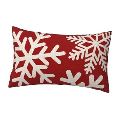  Happy Holidays Snowflakes Falling Red Cotton Linen Throw Pillow case 37 - Image 1 of 4