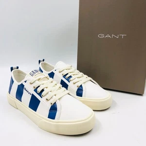 GANT Damen Weiß Blau Stoff Schnürschuhe Sneaker Turnschuhe Schuhe EU 38 UK 4,5 US 6,5 - Bild 1 von 16