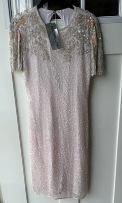 Scala блестки бисером платье свет персиковый Sz маленький Y2k фея ночная рубашка вечеринки винтажный - Изображение 1 из 4