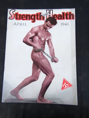 Strength And Health Magazine 1942 April Frank Giardine 15 Years Old w/ Chain - Image 1 of 2