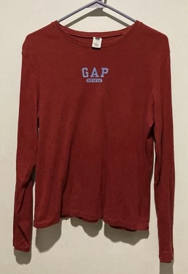 Camisa vintage Y2K GAP para mujer cuello redondo manga larga logotipo bloque etiqueta años 2000 grande Foto 1 de 3