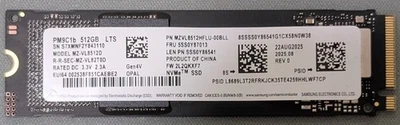 Samsung 512 GB PM9C1b M.2 2280 PCIe NVMe SSD MZ-VL8512D, Gen4 x 4, 12.200 MB/s Foto 1 de 2