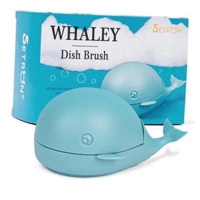 Cepillo para platos de ballena ballena - Lindo cepillo exfoliante de ballenas para platos y verduras, palma  Foto 1 de 4