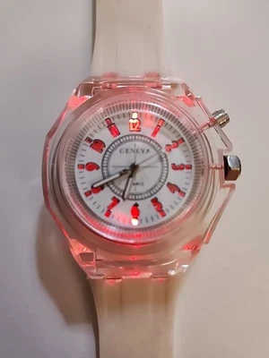 Fashion Men Women Wrist Watch LED Backlight Crystal Quartz 2New Batterys.  WHITE - Image 1 of 4