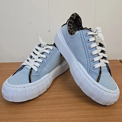 Zapatilla deportiva Fendi Force azul cielo lona blanca plataforma logotipo FF caña baja 6 Foto 1 de 4