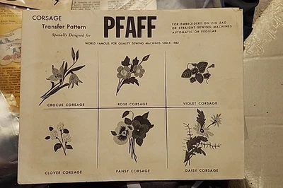 Ramillete vintage PFAFF patrón de transferencia planchado - bordado de costura original Foto 1 de 4