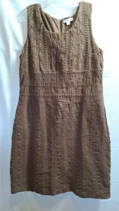 COLDWATER CREEK All-Over Eyelet Sheath Dress Sz 14 Brown Sleeveless Minimalist - Picture 1 of 6