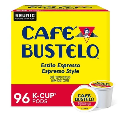 Cafe Bustelo Espresso Coffee Keurig K-Cup Pods, Dark Roast, 96/Carton - Image 1 of 4