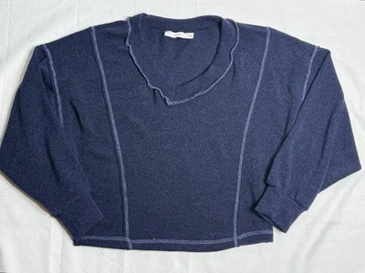 Lush Women’s V-Neck oversized Navy Blue Sweater Small  - Image 1 of 4