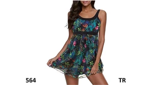 ReachMe Women' Modest Plus Size Tankini Bathing Suits Tummy Control Swim Dress,M - Picture 1 of 6