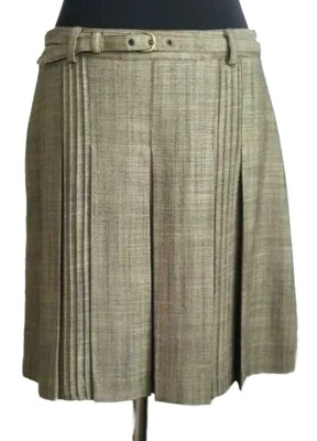 Vestido The Limited Falda Talla 4 Marrón Beige Informal Línea A Plisado Lana Cinturón S  Foto 1 de 3