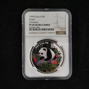 1999 China 10 Yuan 1 oz Color Proof Panda Silver Coin NGC PF69 - Picture 1 of 2