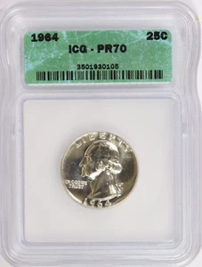 1964 ICG 25C Silver Washington Quarter Dollar Proof PR70 - Picture 1 of 4
