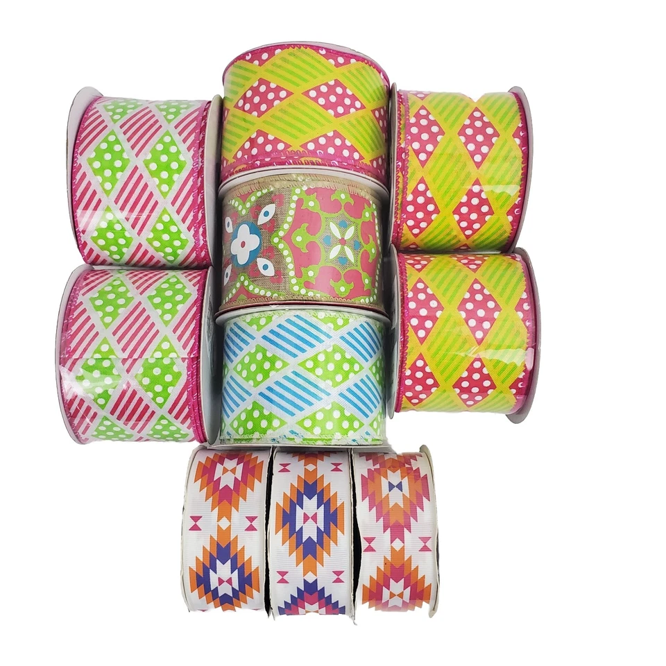 Premium Ribbon Lot 10 Adult's Spring Craft Making/Wreaths Vibrant Wired New - Image 1 of 4