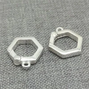4 Stück sechseckige Federtor-Druckverschlüsse aus 925er Sterlingsilber - Bild 1 von 3