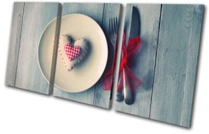 Love Heart Crochet Vintage Food Kitchen TREBLE CANVAS WALL ART Picture Print - Picture 1 of 1