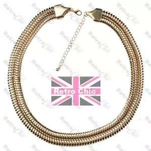 BREITE Fischgrat KRAGEN HALSKETTE Bling SCHLANGENKETTE 18K vergoldet SLINKY Choker - Bild 1 von 6